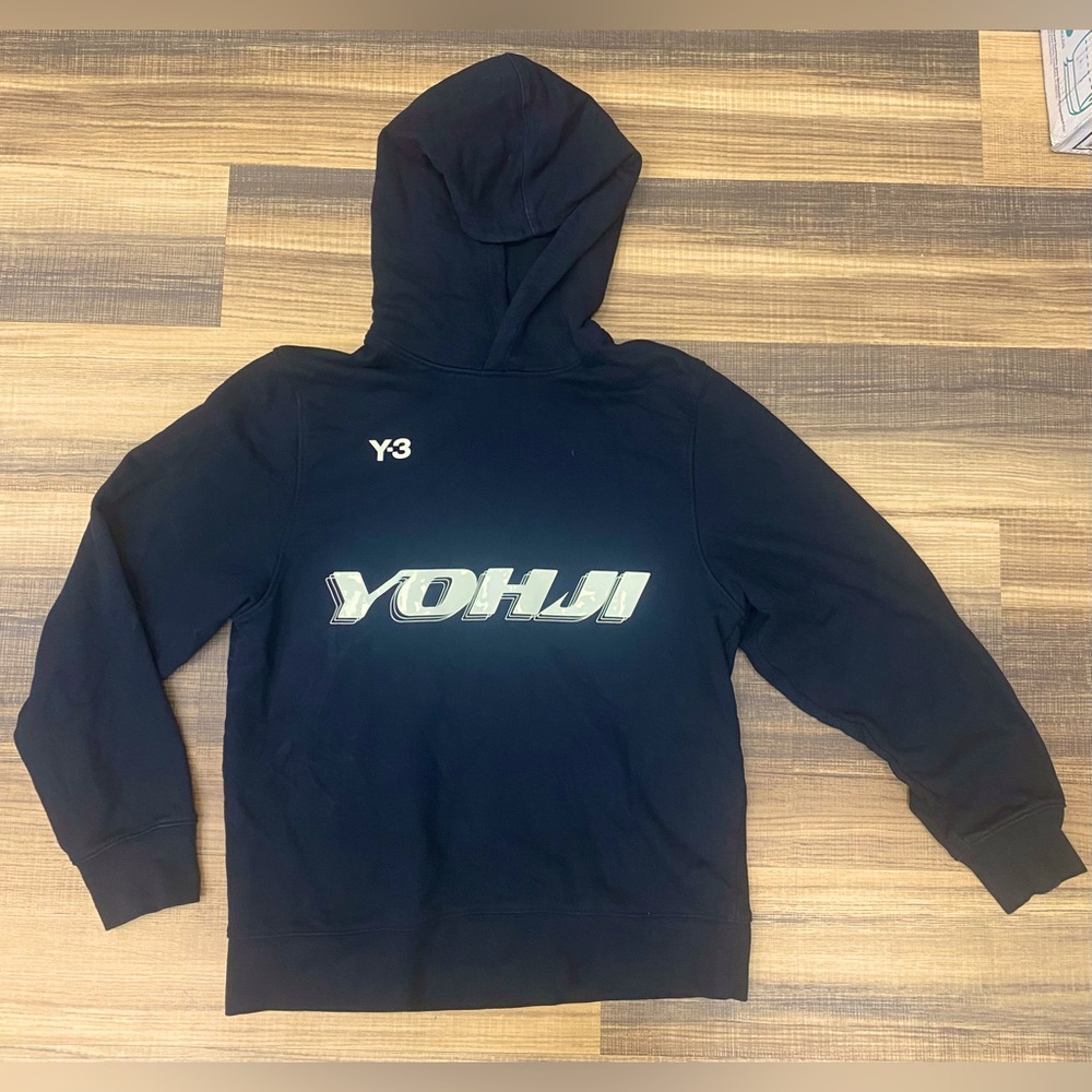 Y-3 Adidas Yohji Yamamoto Graphic Hoodie Men’s Sz M Cotton Black, HT4732